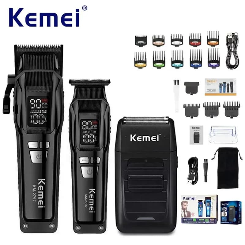 Kemei Professional Electric Haircut Kit Rechargeable Razor for Men Haircut Razor for Shaving with USB Charging KM-2797 KM-1102