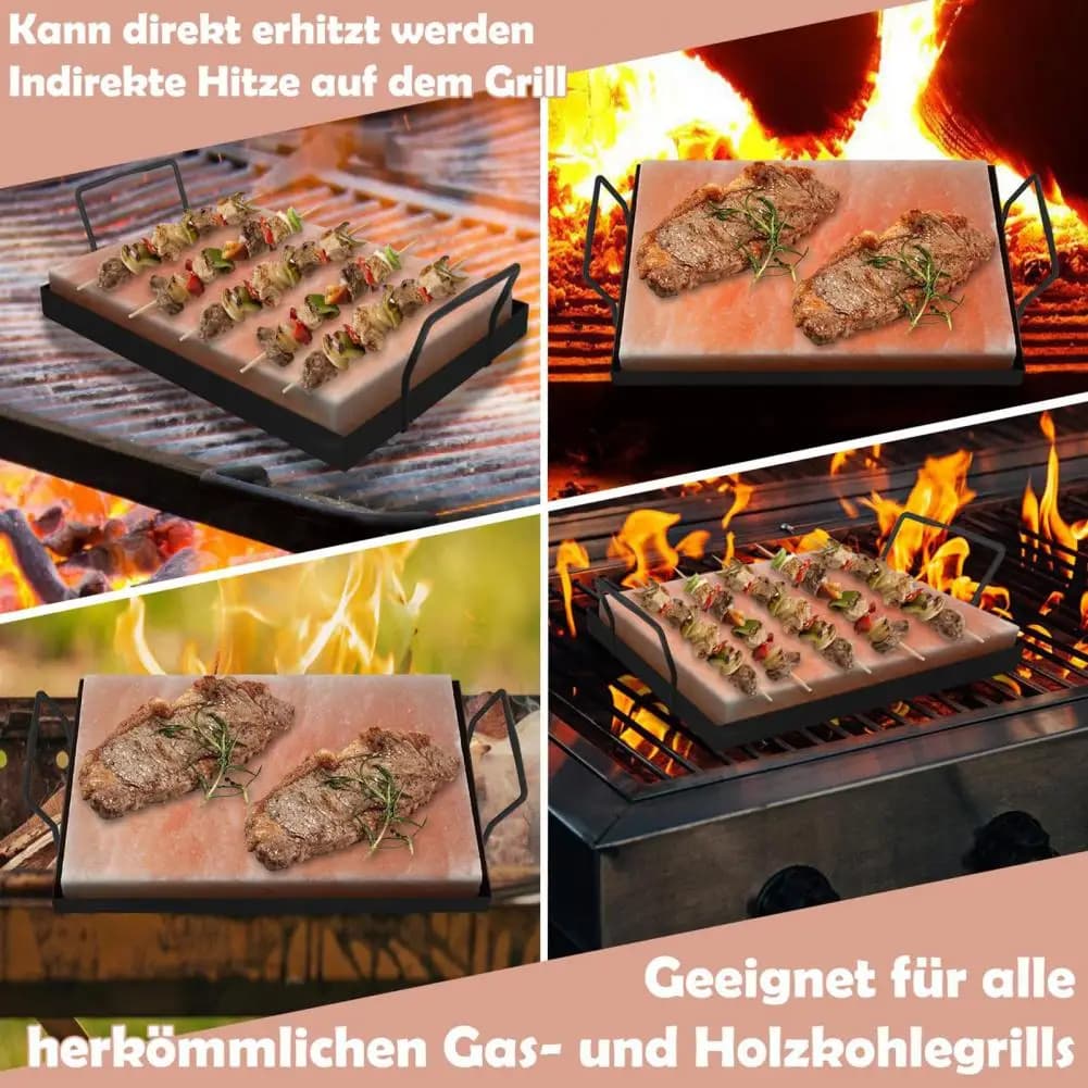 Reusable Salt Stone Heavy Duty Salt Stone Grilling Rack Non-stick Heat Resistant Bbq Grill Holder Easy to Clean for Outdoor