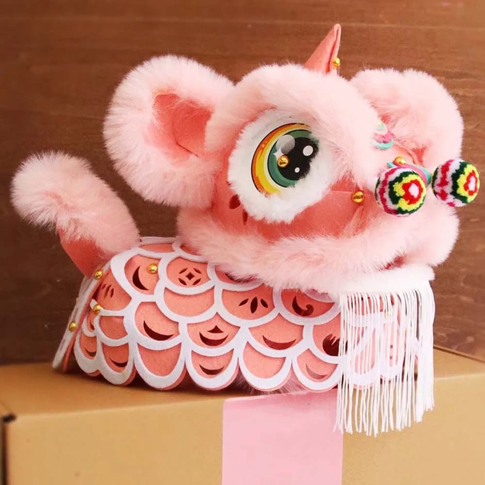 Non-woven Fabric Lion Dance Lantern Felted Pre-cut Pieces Awakening Lion Lamp Auspicious Hanging Ring Mid-Autumn Mascot Light