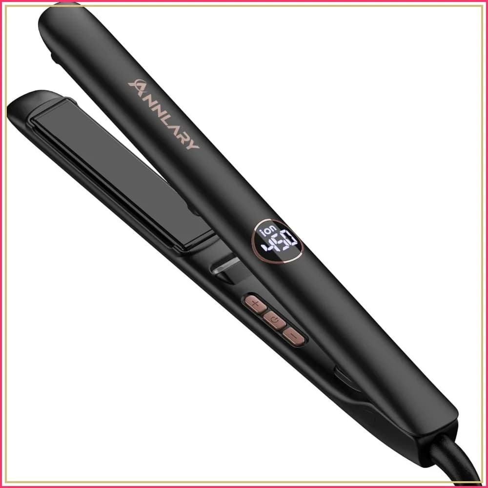 2-in-1 Hair Straightener & Curler, 15s Fast Heat, Titanium Plates, Dual Voltage