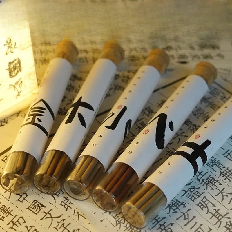 Bastoncini d'Incenso dei Cinque Elementi per Tempio, Sala di Meditazione, Calma la Mente, Elimina gli Odori, Offerta di Culto al Buddha