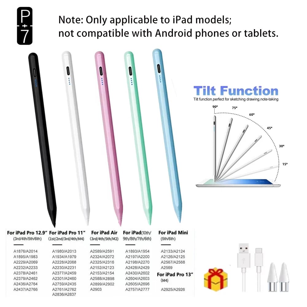 For Apple Pencil 2 iPad Pen Palm Rejection Stylus Pen for iPad Pro Mini 6 Air 2022 2021 2020 2019 2018 for Apple Pen iPad Pencil