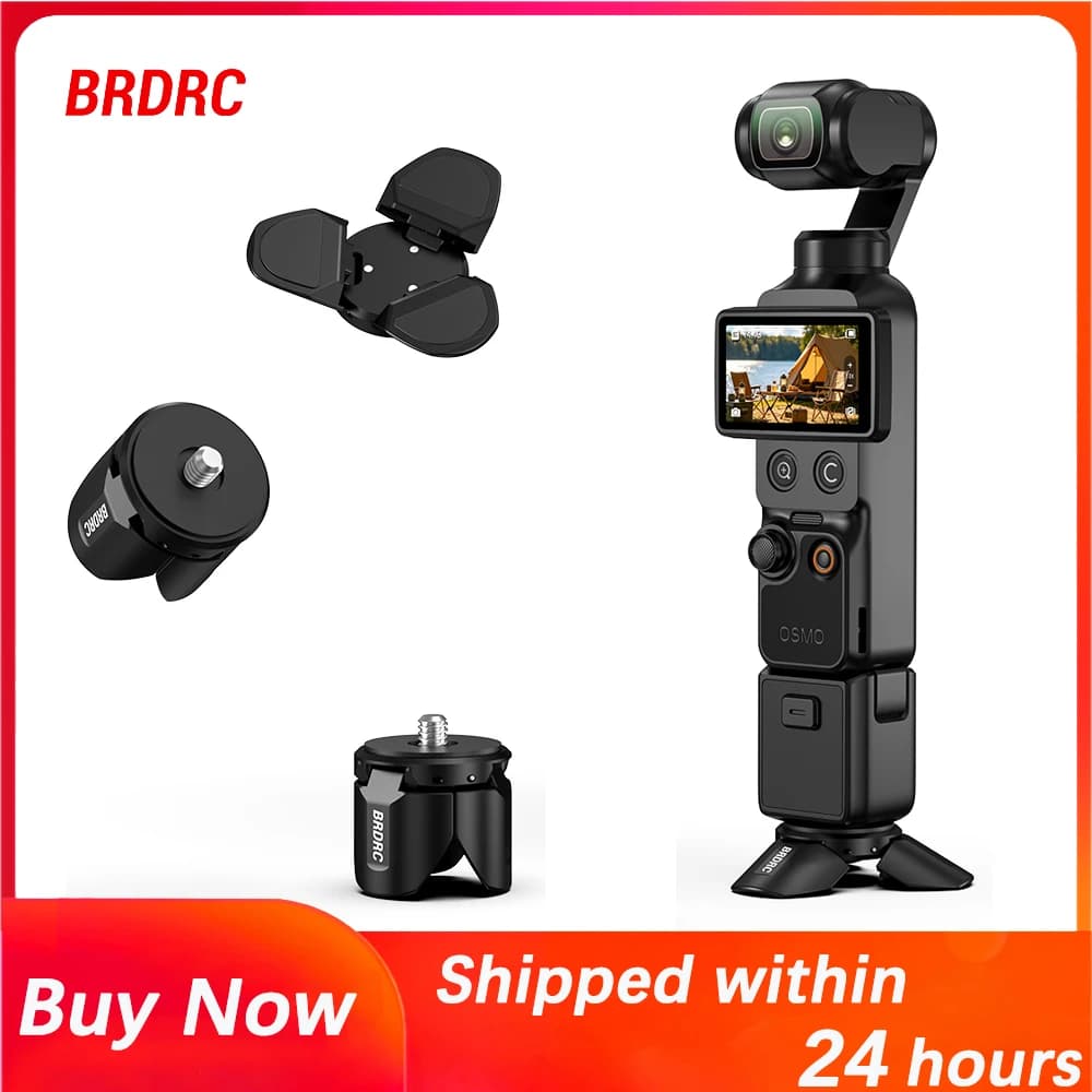 Mini treppiede BRDRC per DJI Osmo Pocket 4/3, supporto da tavolo portatile magnetico, treppiede piccolo in lega di alluminio, filettatura 1/4