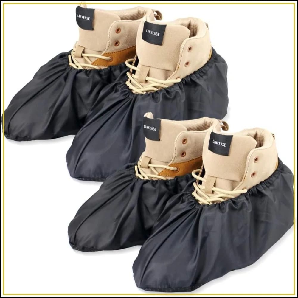 Reusable Boot & Shoe Covers Water Resistant Non Skid Washable for Real Estate Contractors - 2 Pairs, Large