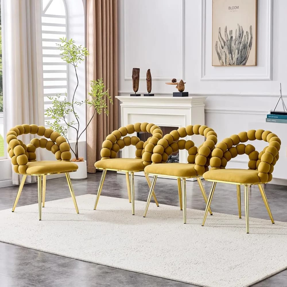 Sedia Decorativa Moderna in Velluto, Sedie da Pranzo con Gambe Dorate, Sedia da Conversazione Robusta e Durevole, Personalizzabile
