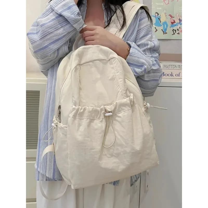 Zaino da donna casual da viaggio all'aperto Leggero semplice Sle High School College Student Bookbag Materiale in nylon Cerniera Clo...