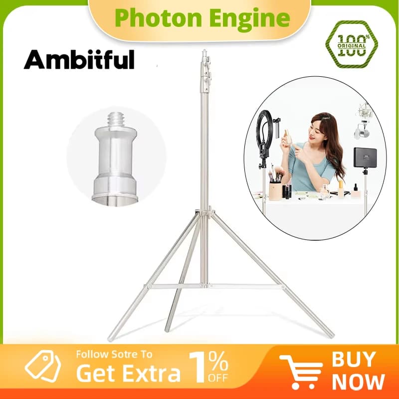 AMBITFUL 2M Stainless Steel Lights, Robusto, for Photographic Studio, Softbox, Flash Video, Umbrellas, Reflectors and Lighting