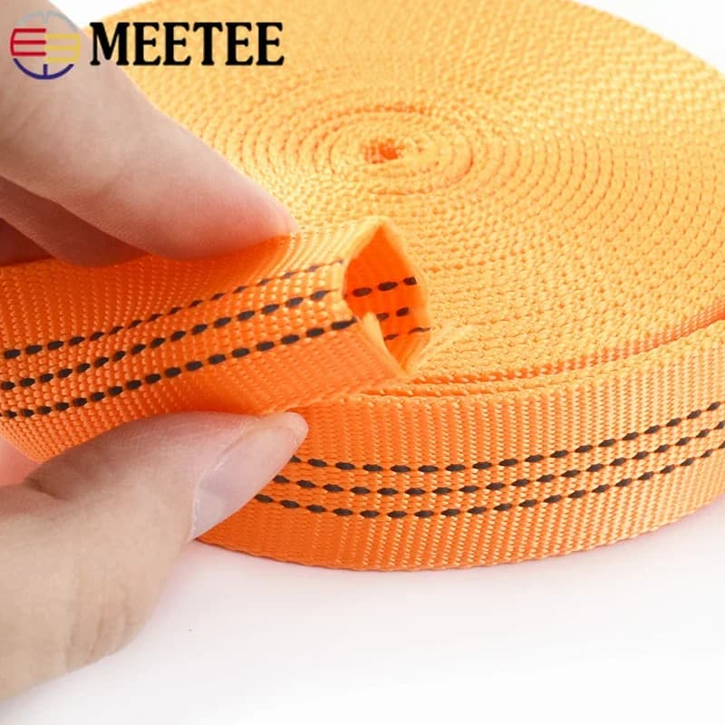 10/20/40M Meetee 25mm Nastri tubolari in nylon Fascia riflettente a doppio strato per borsa da cucire Cinghia Guinzaglio per cani Accessori