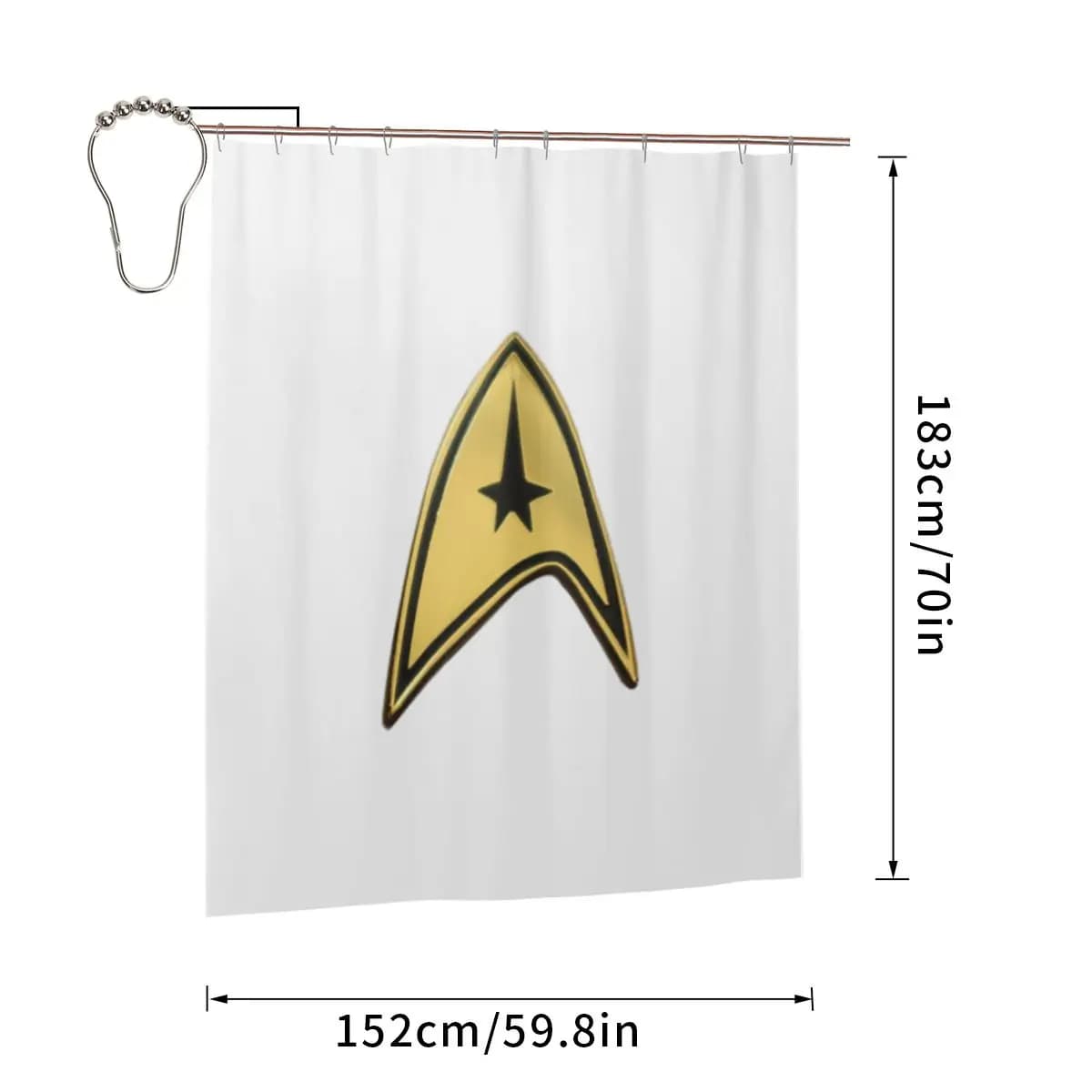 Tenda da doccia per bagno in poliestere impermeabile con ganci, ispirata alla serie TV di fantascienza Star Trek