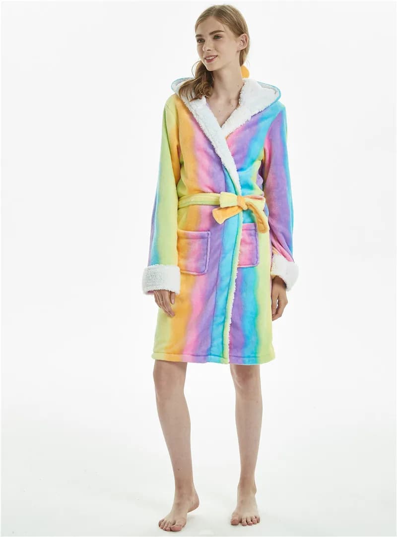 Accappatoio di flanella cielo stellato arcobaleno unicorno pigiameria pigiama per donne adulte Loungewear costumi di Halloween camicia da notte oversize