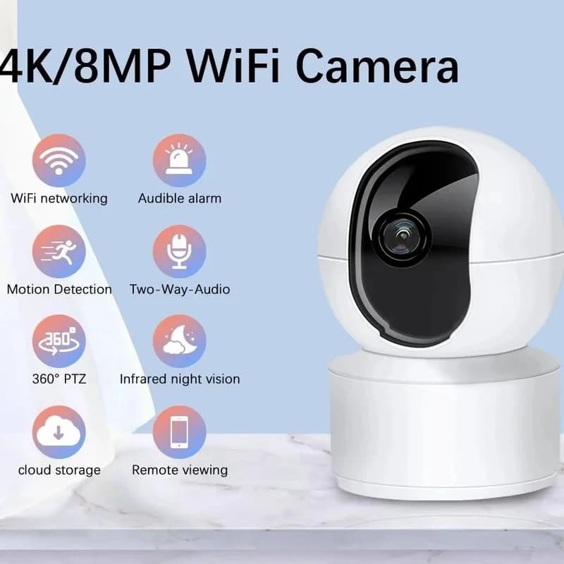 Mini Model 8MP 4K PTZ WiFi Security Camera Home Indoor 10X Digital Zoom Camera AI Automatic Tracking CCTV Baby Monitor