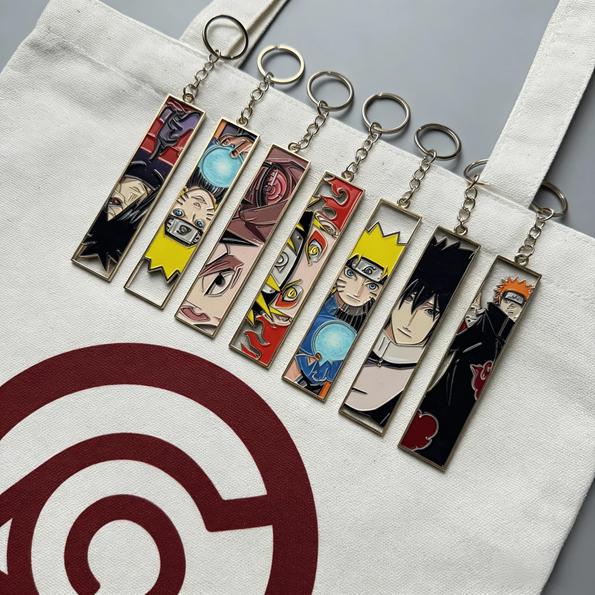 Naruto Anime Metal Hollow Out Keychains Bookmark Cute Jet Manga Fashion Bag Key Tag Jewelry Accessory Key Ring Holder Gift Anime
