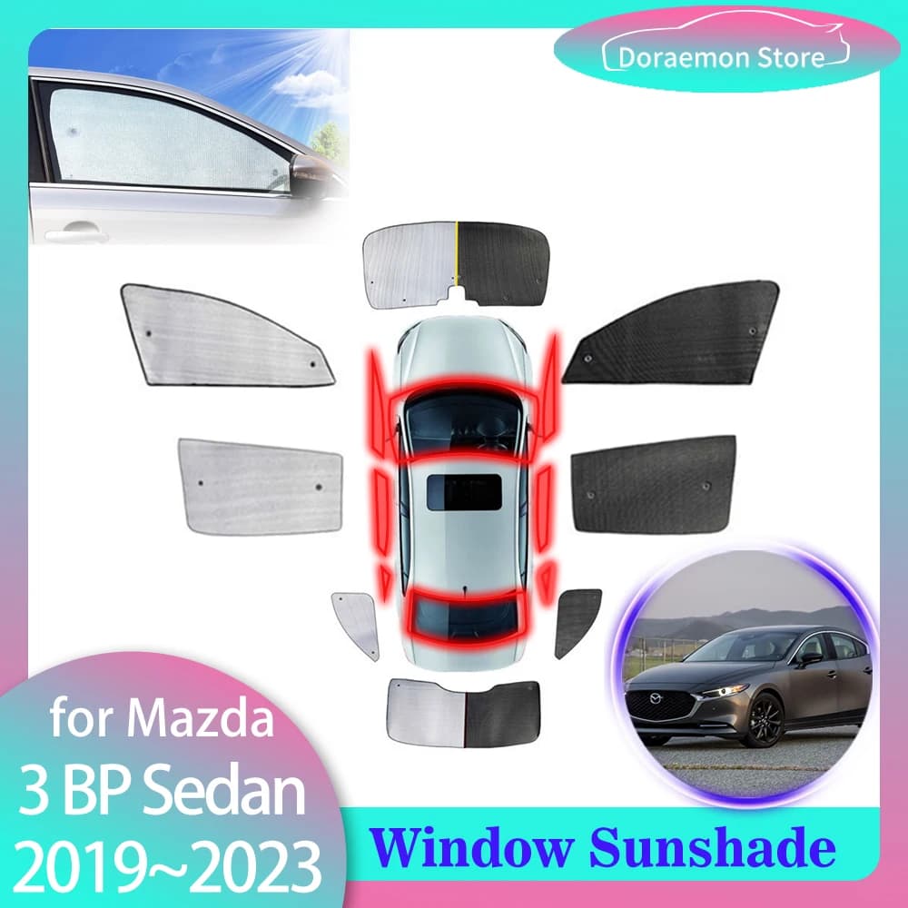 Copertura Completa Parasole per Mazda 3 BP Axela Sedan 2019 ~ 2023 Finestra Anteriore Tenda Parabrezza Posteriore Visiera Zerbino Protezione Solare Accessorie