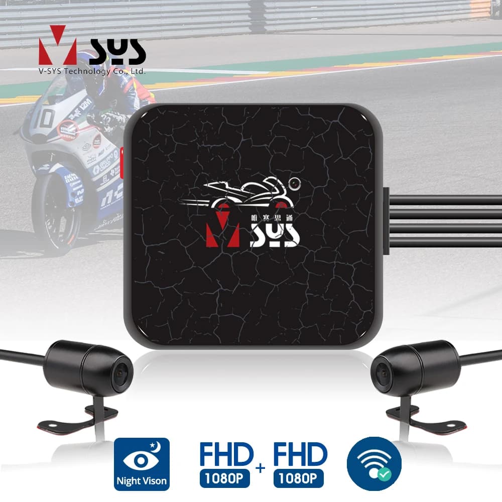 VSYS D6RL D6WL Dual 1080P Moto DVR WiFi Anteriore e Posteriore Impermeabile Videocamera Registratore Moto Dash Cam Moto Scatola Nera