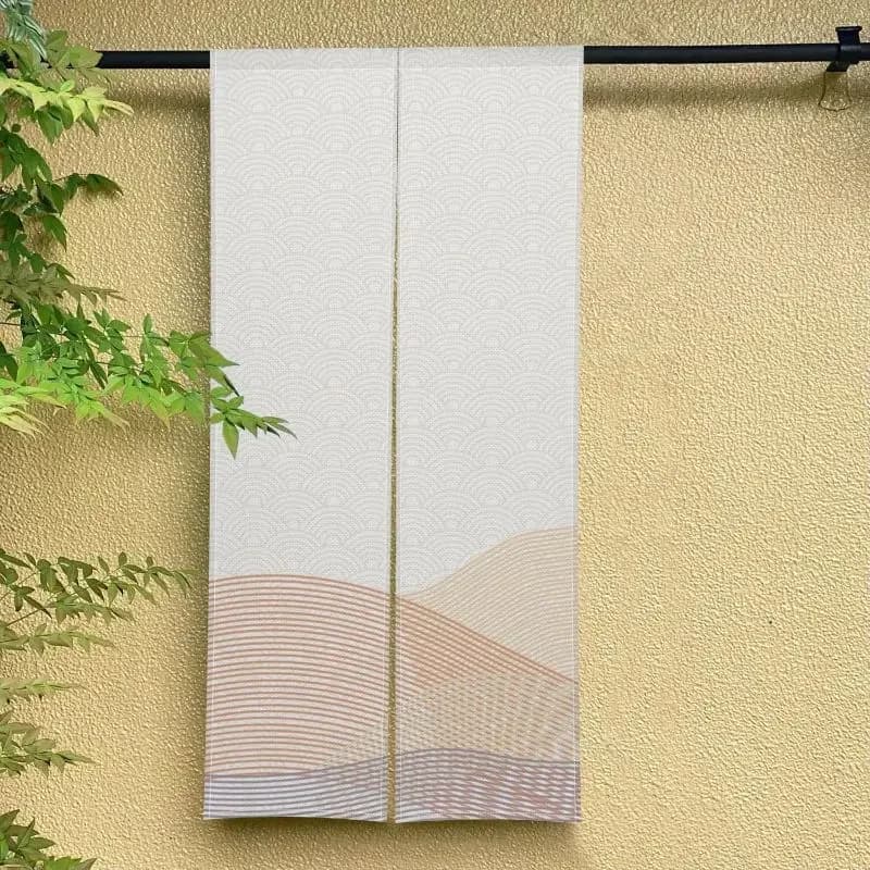 VIKAMA Japanese Landscape Ripple Half Door Curtain Entrance Bathroom Tea Room Partition Curtain Covering Curtain Home Decoration