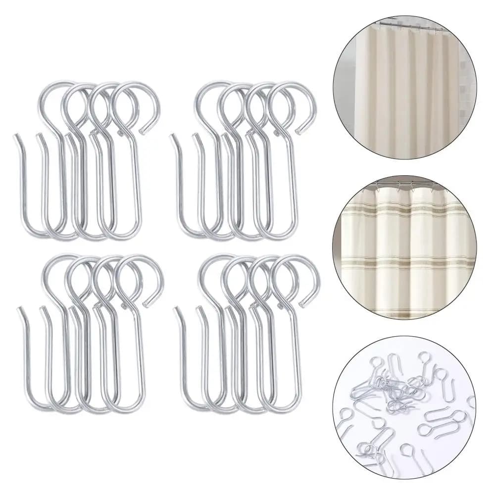 20Pcs S Shaped Curtain Track Hooks Metal Drape Ceiling Drapery Hook Pin Pinch Pleat Hook Decoration Hooks Shower Curtain Hanger