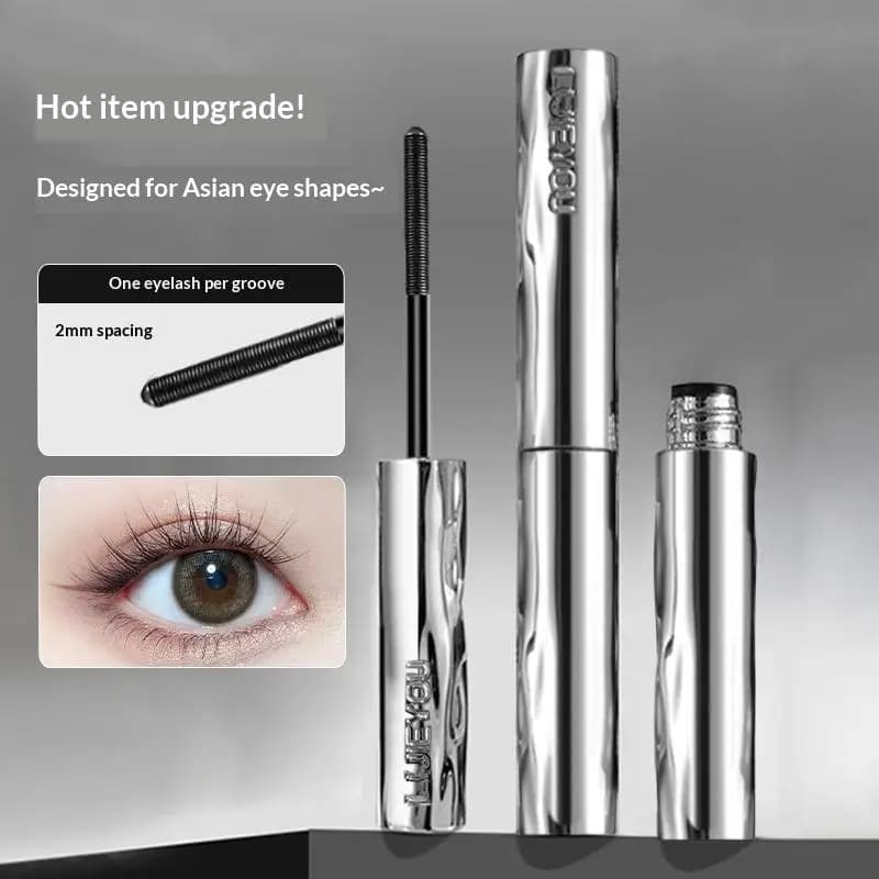 1Pc Mascara in Natural Silver Tube Waterproof and Suction Resistant, Moisturizing Mascara and Extinguishing for Eyelash, Without Waving, Long Life