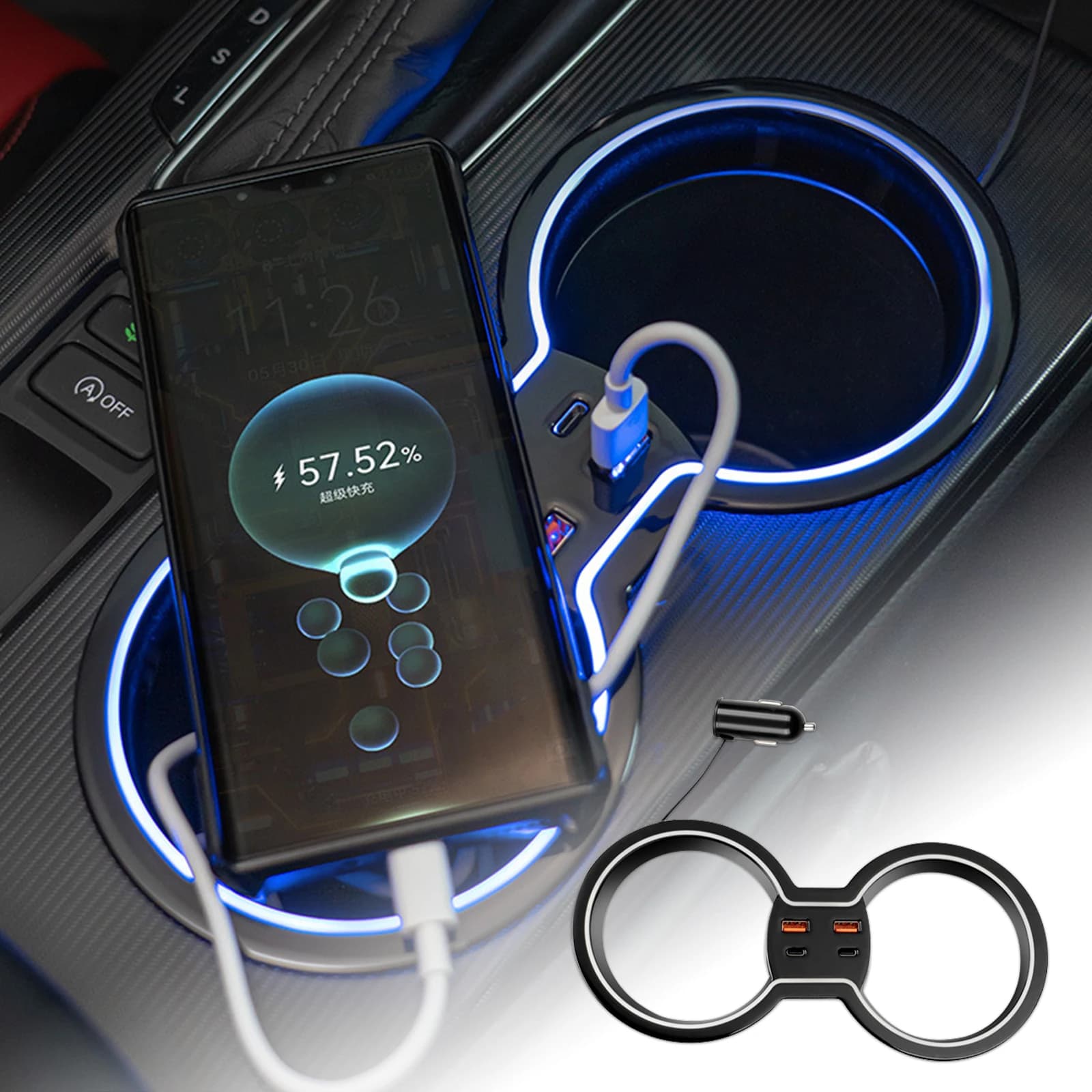 Per Honda Civic 11th Gen 2022 2023 2024 2025 Docking Station 45W Caricatore rapido USB Shunt Hub Power Splitter Tipo-C Caricatore