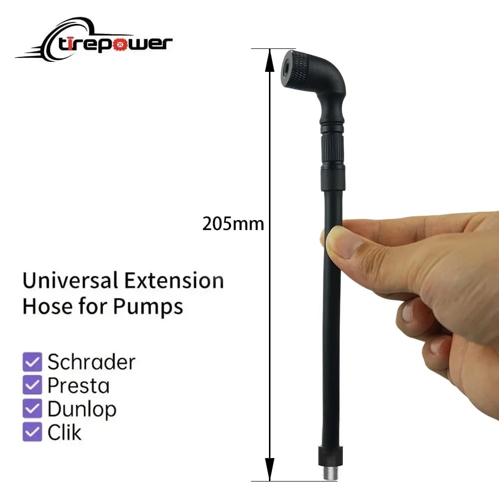 Pompa per bicicletta Ctrepower con ugello 4-in-1 per valvole Presta, Schrader e Clik, con tubo di prolunga universale per pompe e accessori per bici