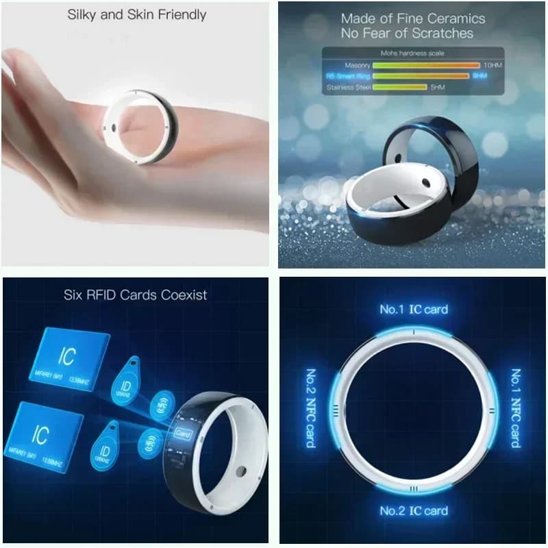 Dispositivo indossabile intelligente Smart Ring, 125KHZ 13,56MHZ NFC 6 schede RFID Jakcom R5 condivisione intelligente per telefoni GPS ID IC IOS Android WP