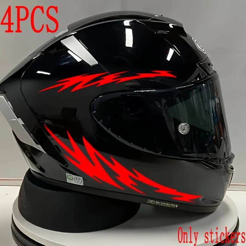 4 PZ/SET Adesivi per Specchietti retrovisori per Auto per Casco da Moto - Design con Fulmine Rosso Adatto per Casco da Bicicletta per Auto da Moto