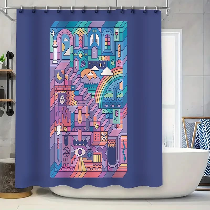 Tenda da doccia Boho Arredamento estetico della stanza Natura Modello di foglie tropicali Set da bagno Tessili per la casa di arte della parete della fattoria moderna