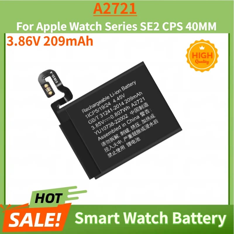 3.86V 209mAh High Quality Smart Watch Battery A2721 For Apple Watch Series SE2 CPS 40MM Replacement Battery