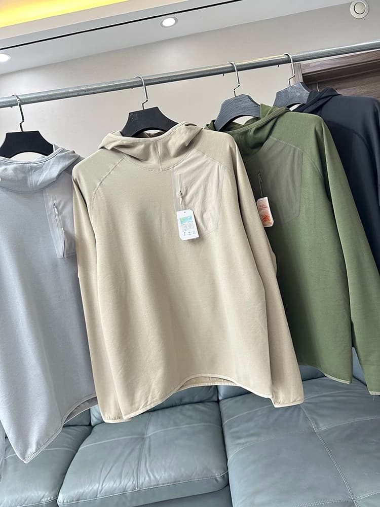 Cationic Technology Fabric Hoodie Men's Casual Thin Fleece Sports Sweatshirt Urban Fashion Street Style Spring Autumn Wear