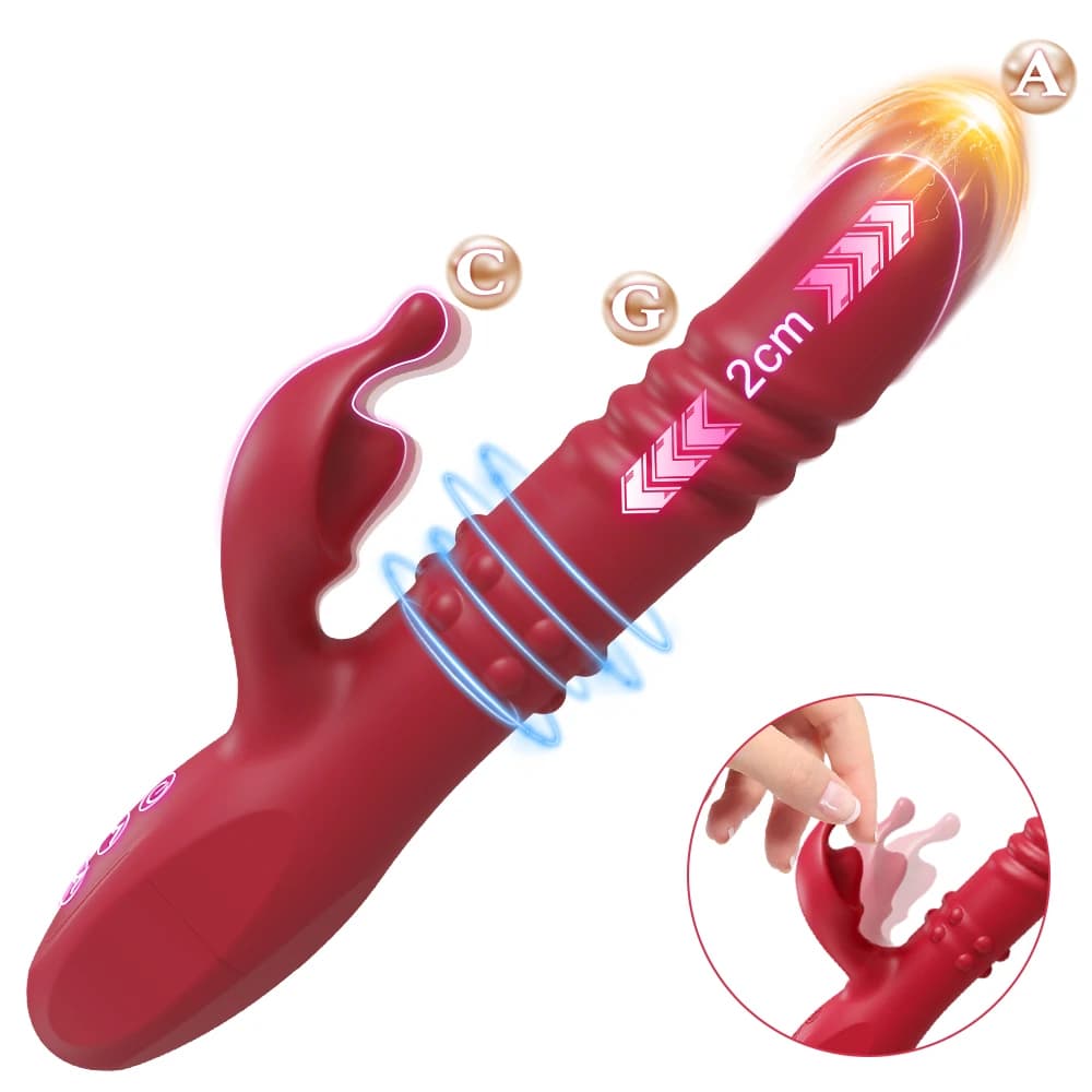 Vibratore del coniglio per le donne Dildo telescopico potente punto G vibrante rotante stimolatore del clitoride con perline masturbatore femminile giocattoli del sesso