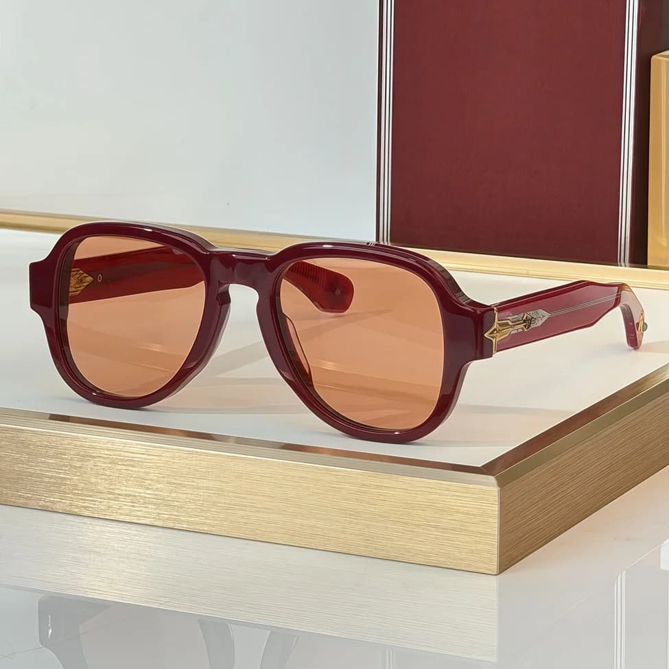 Round Red Frame Sunglasses with Orange Lenses UV400 Retro Fashion Statement Eyewear SIZE:52 21 150