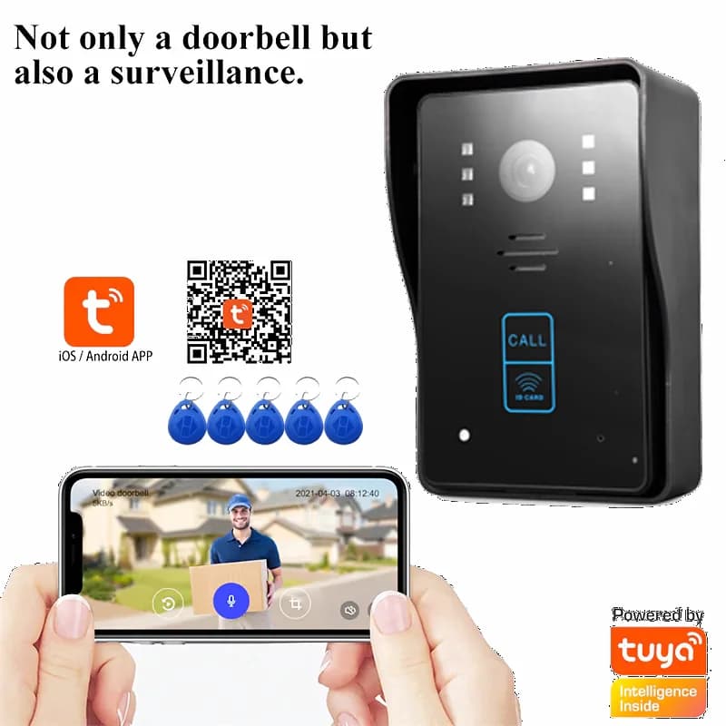 Campanello video WiFi 1080P App Smart Tuya Chiamata telefonica wireless Sistema videocitofonico Visualizzatore porta Campanello per porta IP per visione notturna