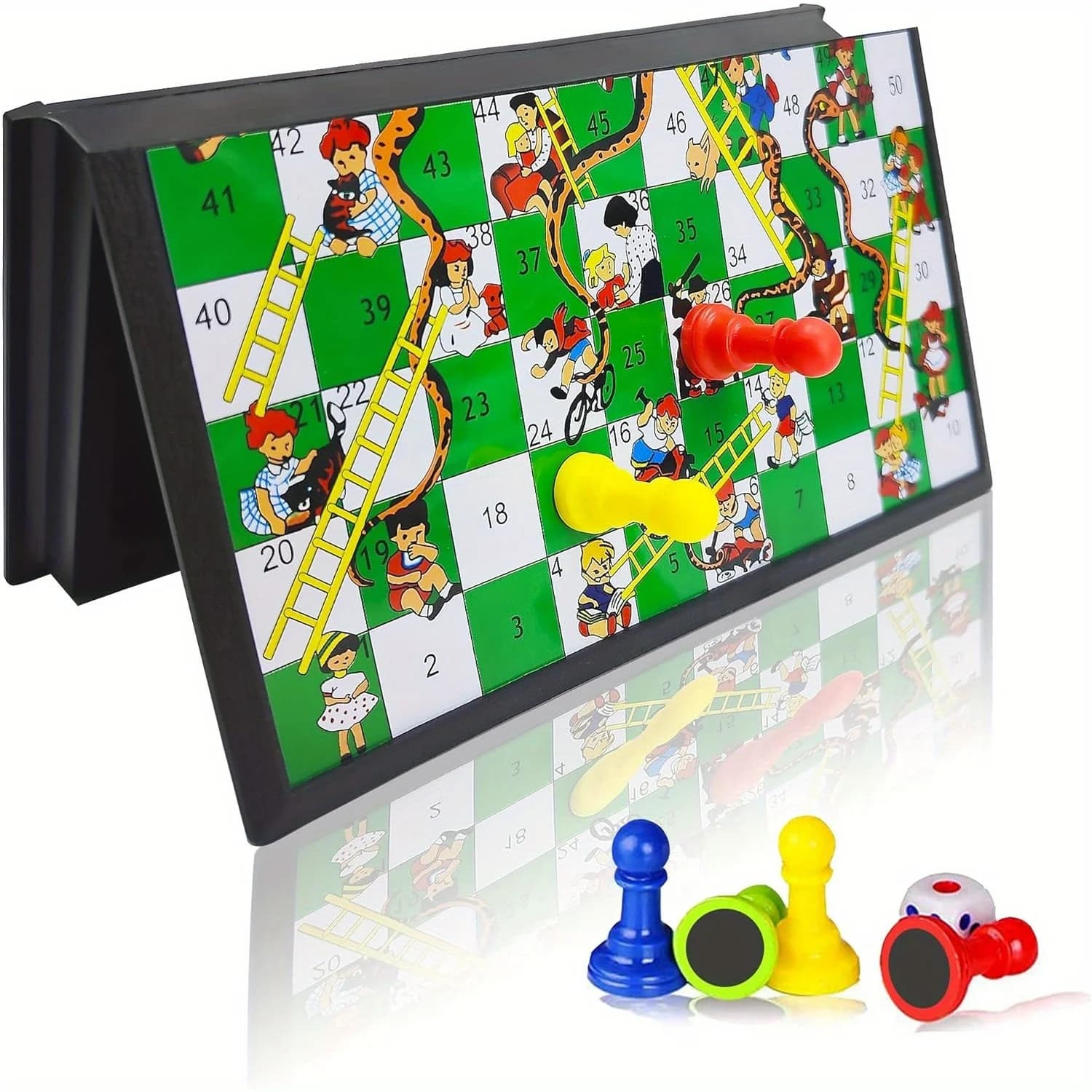 5.11in Snake And Ladder Chess Magnet Folding Portable Checkers Outdoor Leisure Puzzle Chess Set Board Games Checkers & Chess