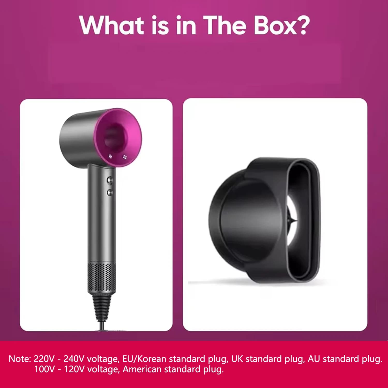 High power hair dryer for home use with cold and hot air, blue light, negative ions, for student dorm, without hair damage