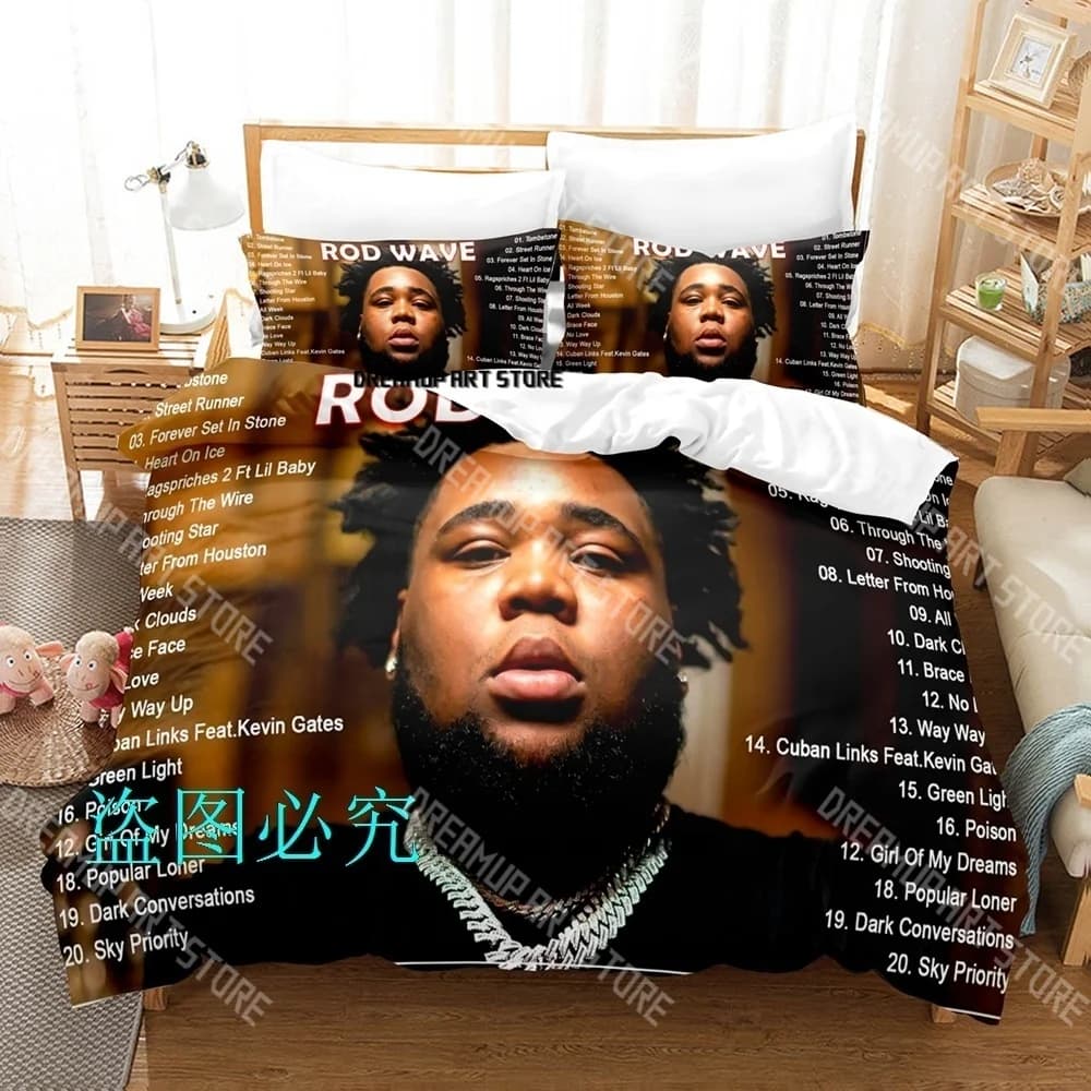 Fashion Rod Wave Album Rapper Bedding Set Single Twin Full Queen King Size Bed Set Kids Bedroom Duvetcover Sets Bed Sheet Set