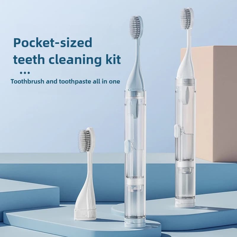 Set di spazzolini da viaggio portatili Strumenti per la pulizia dei denti con tubo per dentifricio Spazzolino pieghevole per escursionismo Porta spazzole da viaggio