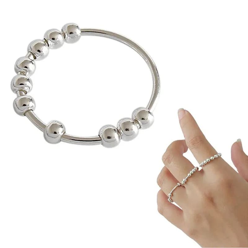 Sfere per anelli di ansia per le donne Fidgets Anelli Spinner Perline di ansia Anello rotante liberamente Accessori antistress Rilascio gioielli