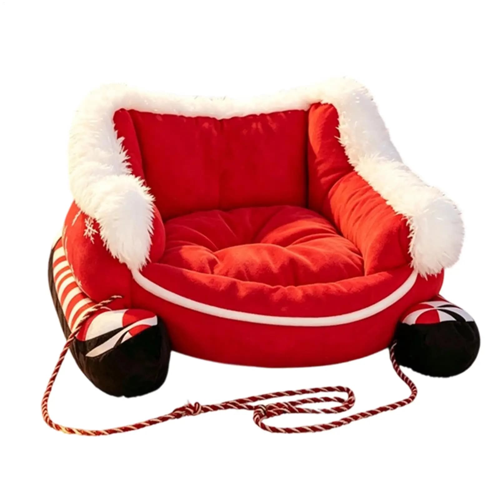 Santa Sled Dog Bed Anti-Slip Christmas Warm Puppy Kitten Sofa Warm Puppy Cushion For Pet Parents Trainers Animal Lovers