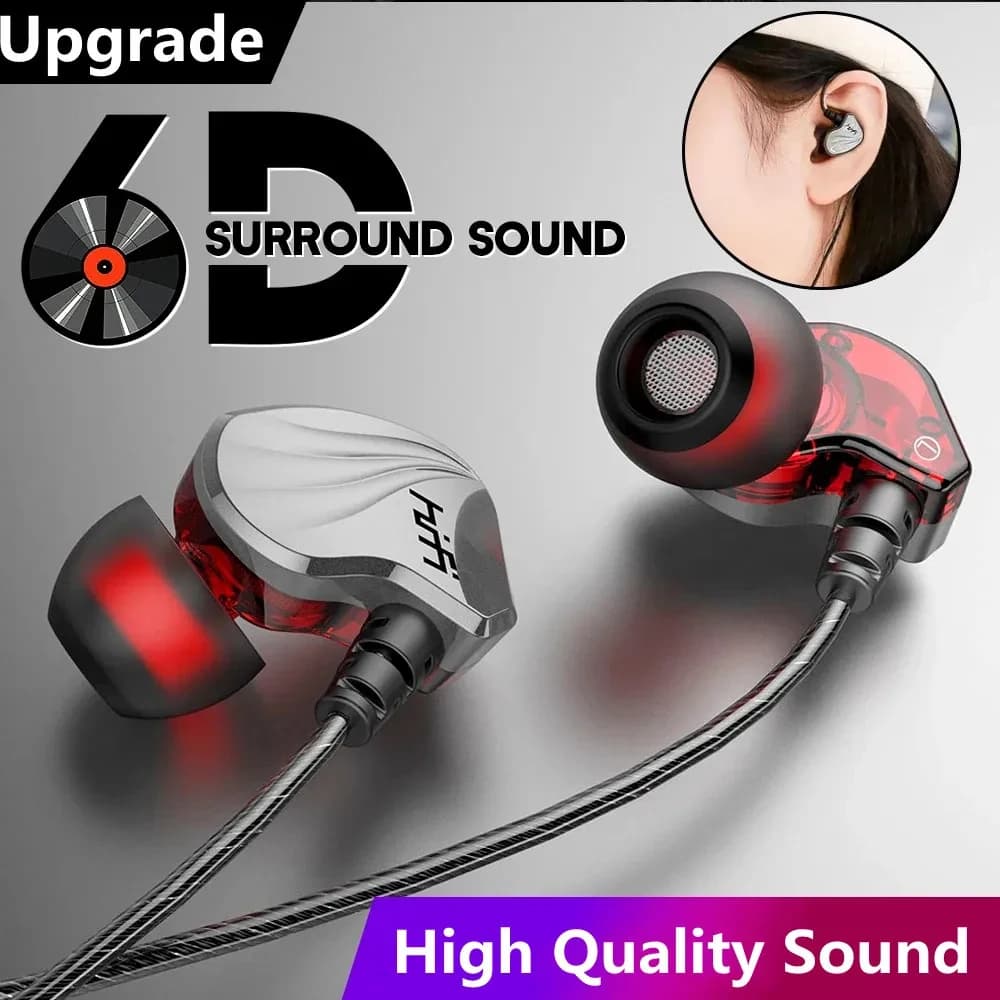 HIFI 6D Surround Bass wired headphones In-Ear 3.5mm type C headset sports waterproof headphones speaker speaker with microphone