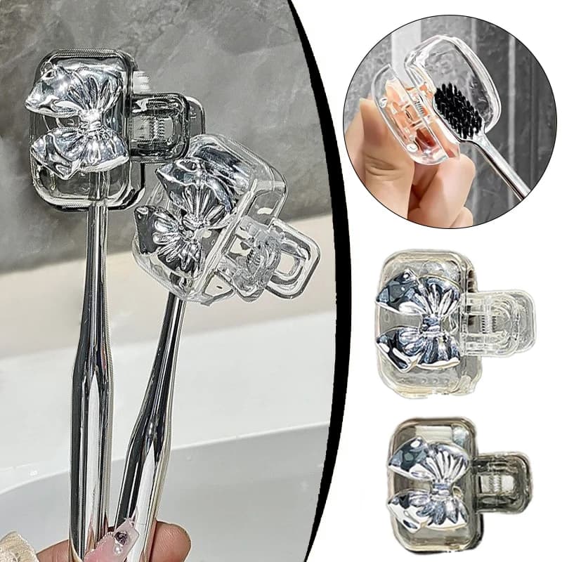 Universal Head Covers for Brush Bowknot Protective Caps for Storage Clips for Electric Toothbrush