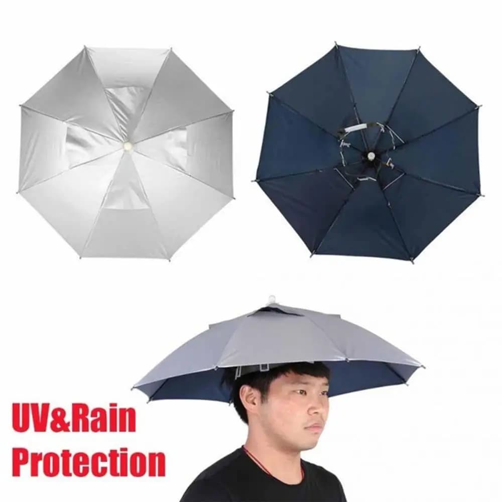 Hiking Travel Handsfree Foldable UV Protection Anti-Rain Sunshade Umbrella Cap Fishing Caps Sun Hat Umbrellas