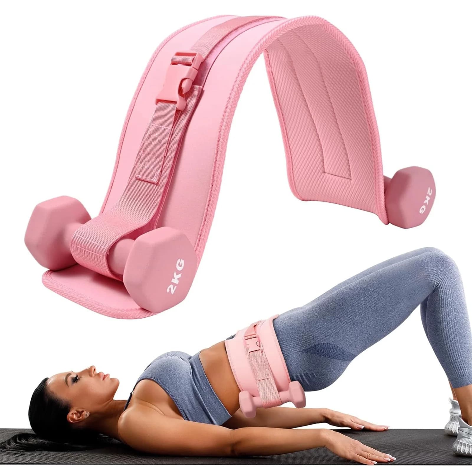Belt for hip push exercises - hip push belt with handlebars, thickened and enlarged, comfortable for handlebars, kettlebells or plates