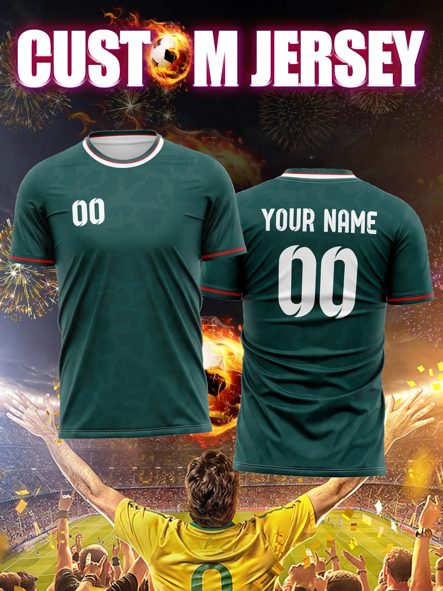 Maglia da Calcio Personalizzata con Immagine, Numero e Nome, Divisa da Partita per Adulti, Uniforme da Calcio Elasticizzata e Confortevole
