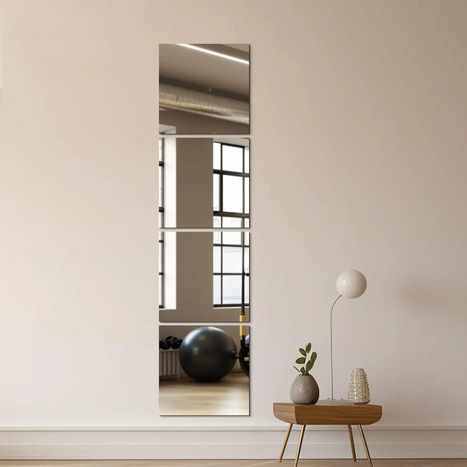 4pcs 25/35cm 3D Self-adhesive Mirror Wall Stickers Thickened 1mm Flexible DIY Art Acrylic Mirror Stickers Living Room Decoration