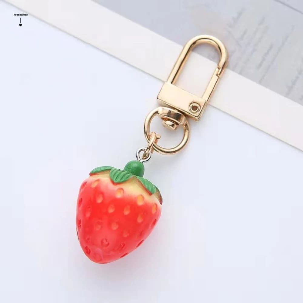 Fruit Creative Bag Pendant Gift For Friend Women Jewelry Backpack Pendant Key Holder Key Accessories Strawberry Heart Keychain