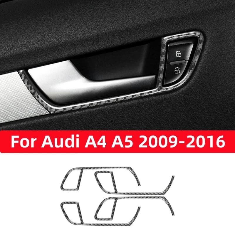 Accessories for Audi A4L A4 B8 2009-2016 Q5 2009-2017 A5 2008-2017, Carbon Fiber Decorative Frame for Interior Door Handle
