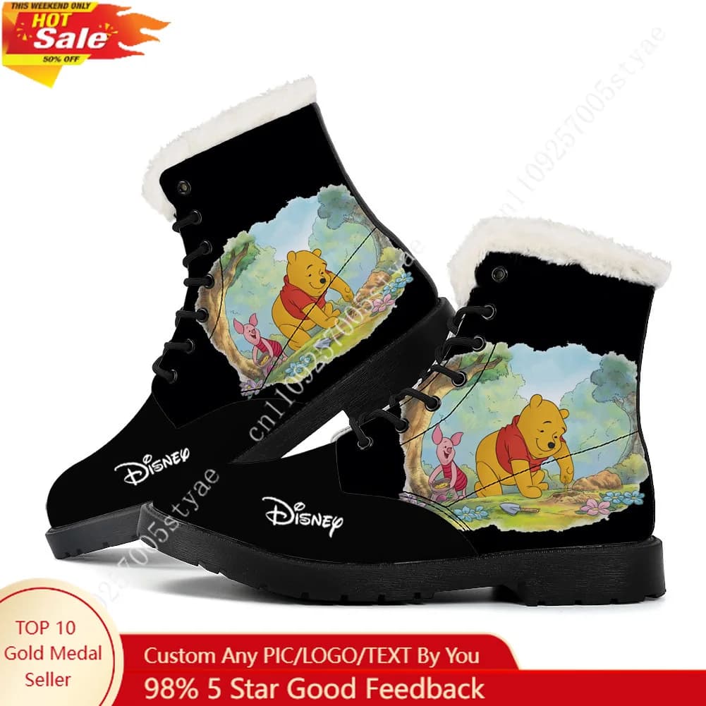 Stivali invernali Disney Winnie the Pooh in peluche, caldi, da uomo e da donna, per escursioni e neve all'aperto