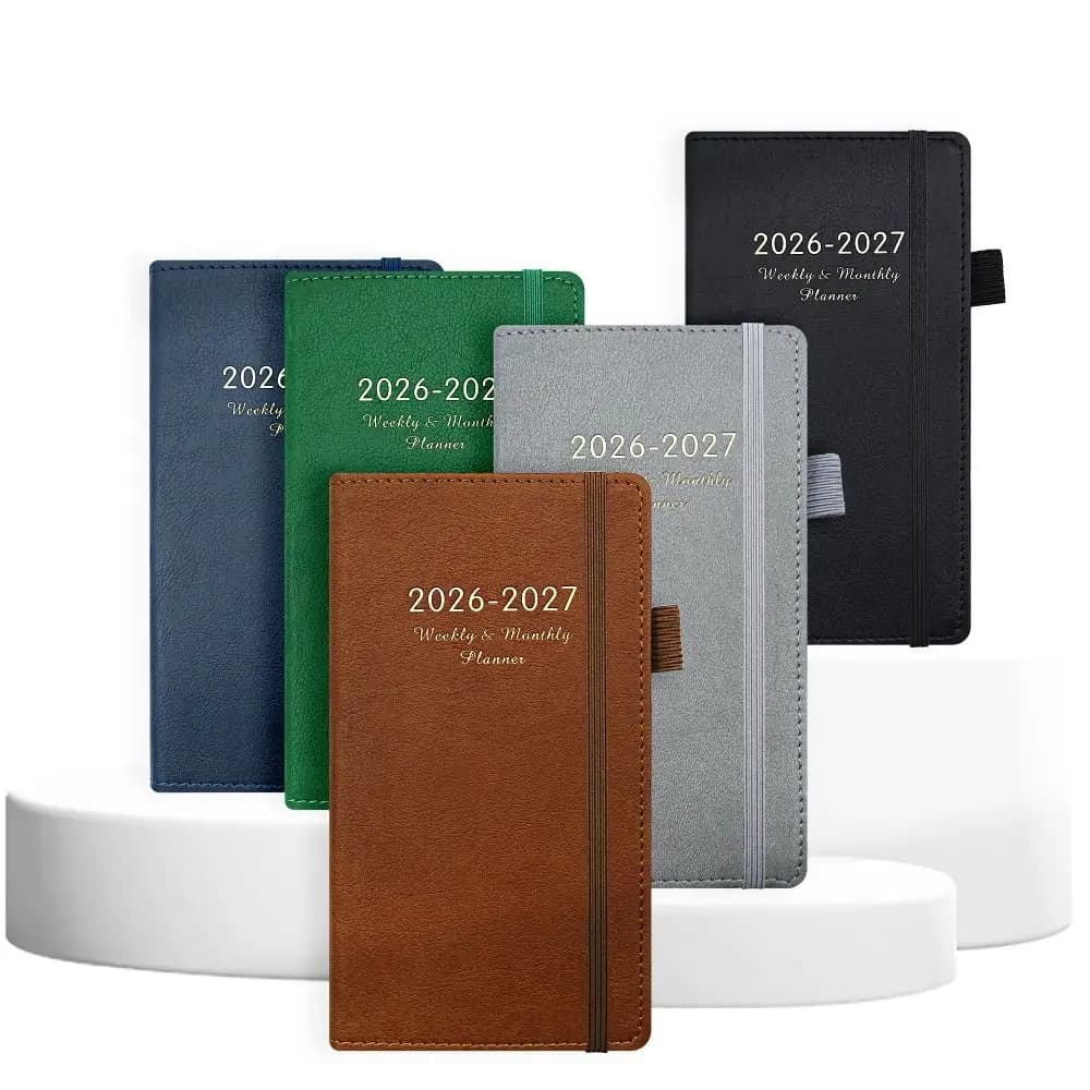 Inglese 2026 Agenda Planner Blocco note 12 mesi Agenda in pelle PU Notebook di pianificazione Segnalibro Resistente all'usura Lista delle cose da fare Notebook