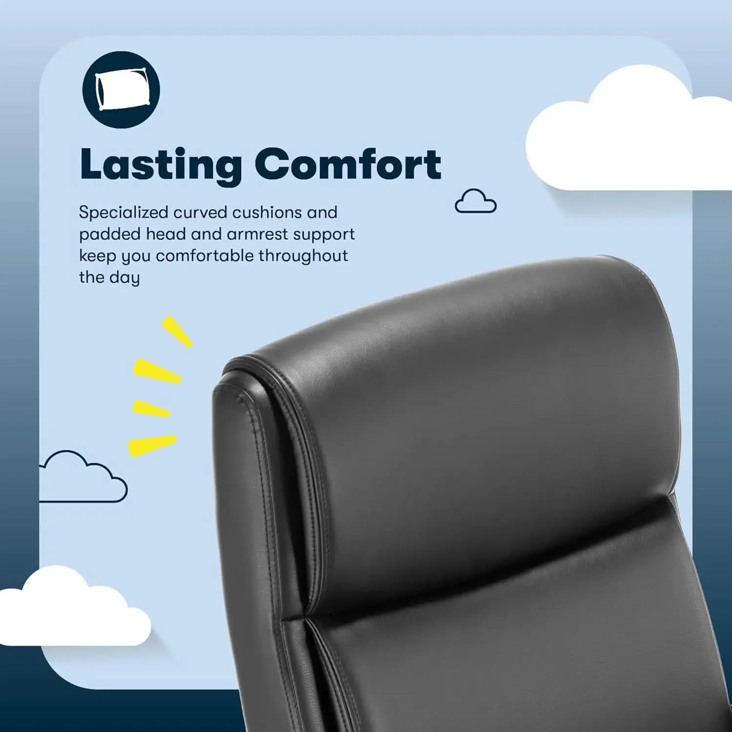 Sedia da ufficio direzionale Comfort Ergo, design ergonomico a schienale medio con supporto lombare, cuscino del sedile a doppio strato semi-morbido, imbottito
