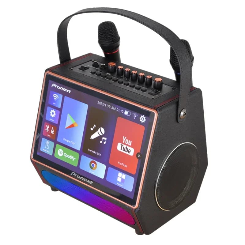 Factory Price Supply Dual 5.25'' Woofer 2-Way 40W Android 12 Live OTG Powerful Rechargeable All-In-One Karaoke Machine