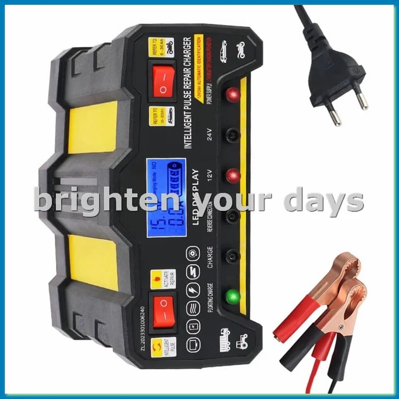 Caricabatteria per riparazione a impulsi intelligente 300AH LCD per caricabatteria per auto completamente automatico al piombo acido asciutto e bagnato EU-Plug-A79U